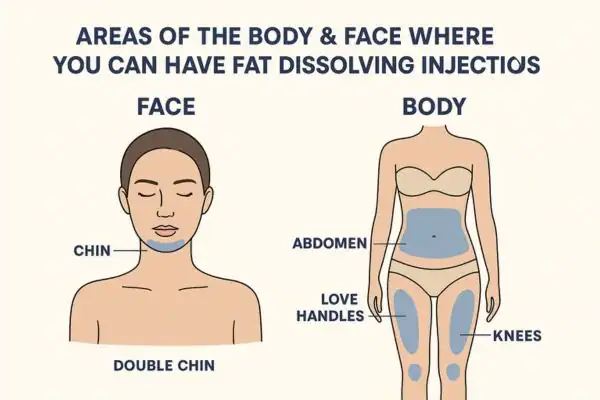 areas that can be treated for fat dissolving injections Brighton and Hove