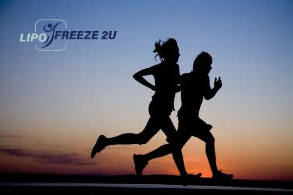 image of man and woman running suffering - how stress incontinence treatment Brighton and Hove can help.