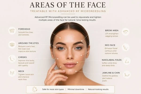 Areas of the face for Advanced RF microneedling Brighton and Hove